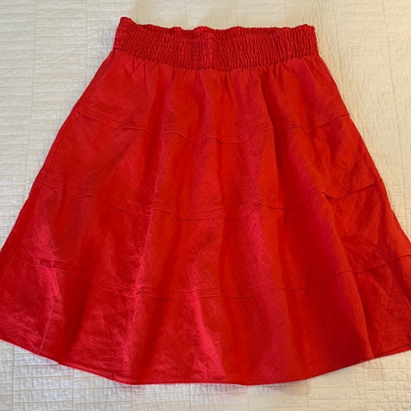 Soft Surroundings 100% LinenMedium Linen Skirt A Line Like New Poppy Red “Talia” - Picture 3 of 8